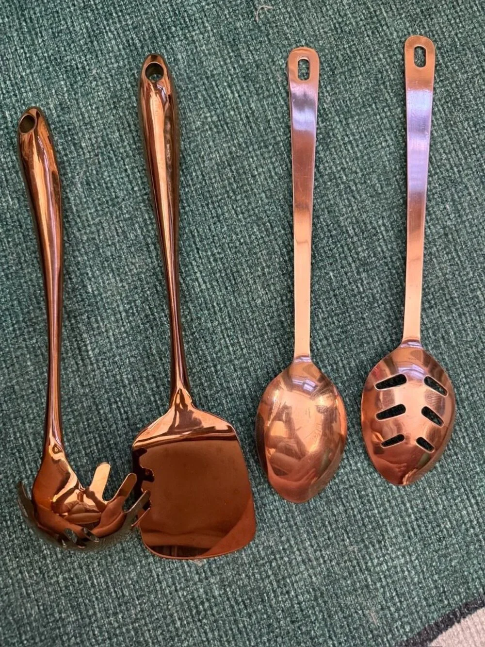 Crate & Barrel Rose Gold Serving Spoons Utensils (Set of 4)